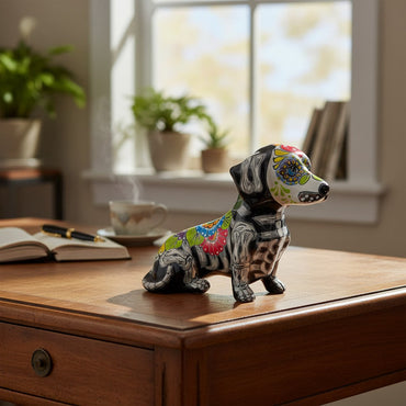 Talavera Dachshund Figurine | Day of the Dead Ceramic Dog