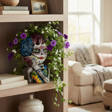 Talavera Day of the Dead Face Planter | Handmade Skull Ceramic Pot