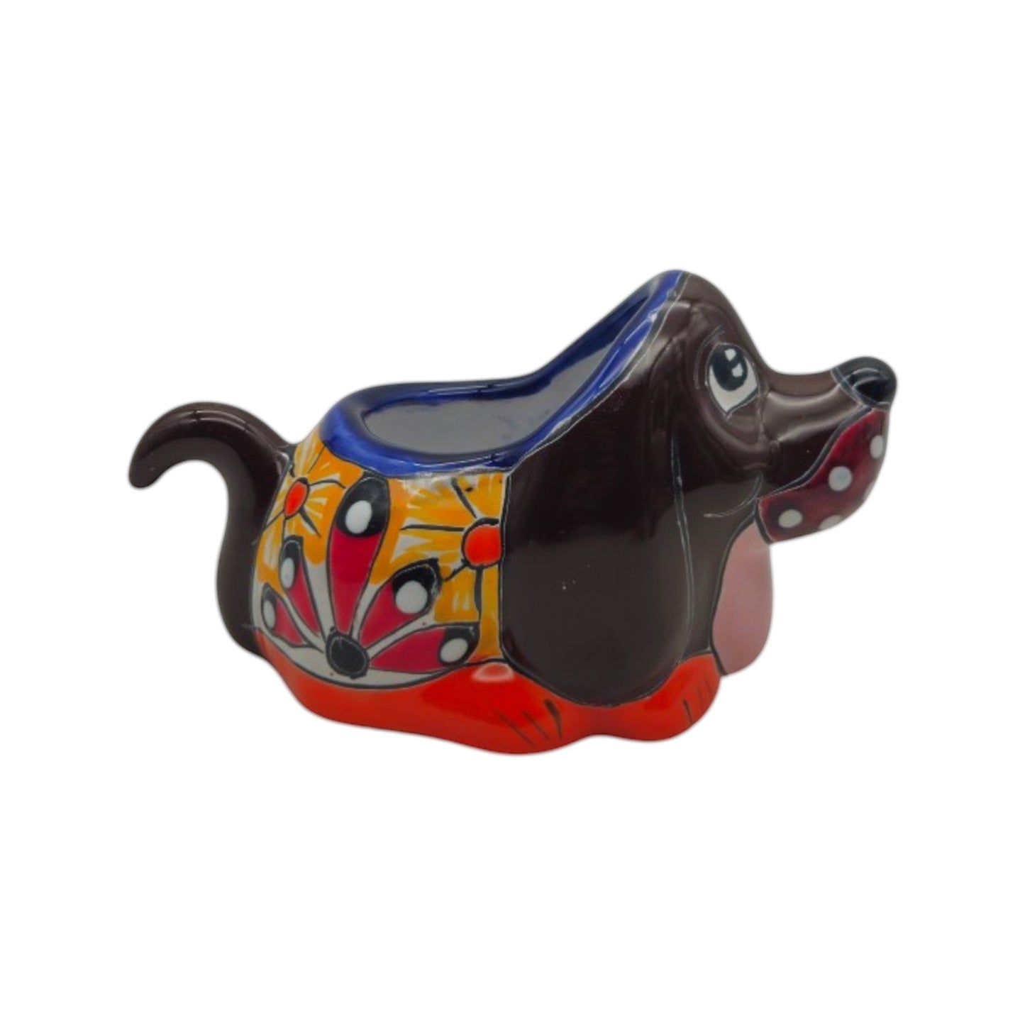 Small Talavera Dog Planter | Mexican Animal Pottery