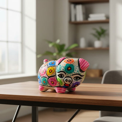 Handmade Guerrero Piggy Bank | Mexican Ceramic Coin Bank