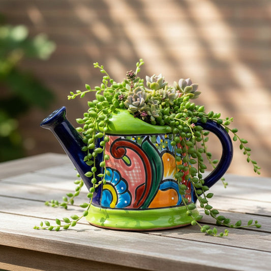Talavera Watering Can Planter | Hand-Painted Mexican Pottery