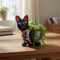Handmade Cat Planter | Hand-Painted Cat Talavera Artwork