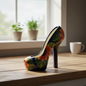 Colorful Talavera High Heel Statue | Handmade Mexican Home Decor
