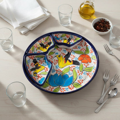 Talavera Bird Appetizer Tray | Colorful Mexican Pottery Dish