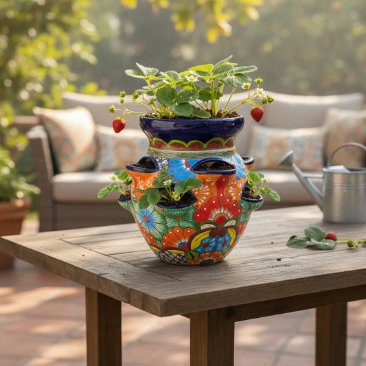 Talavera Strawberry Planter Pot | Hand-Painted Mexican Ceramic