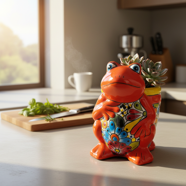 Talavera Frog Planter | Colorful Hand-Painted Mexican Pottery