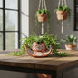 Talavera Sombrero Planter | Brown & White Floral Design