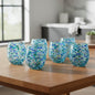 Hand-Blown Stemless Wine Glass | Blue Green Confetti Design