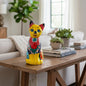 Colorful Hand-Painted Talavera Cat Statue | Mexican Folk Art Decor