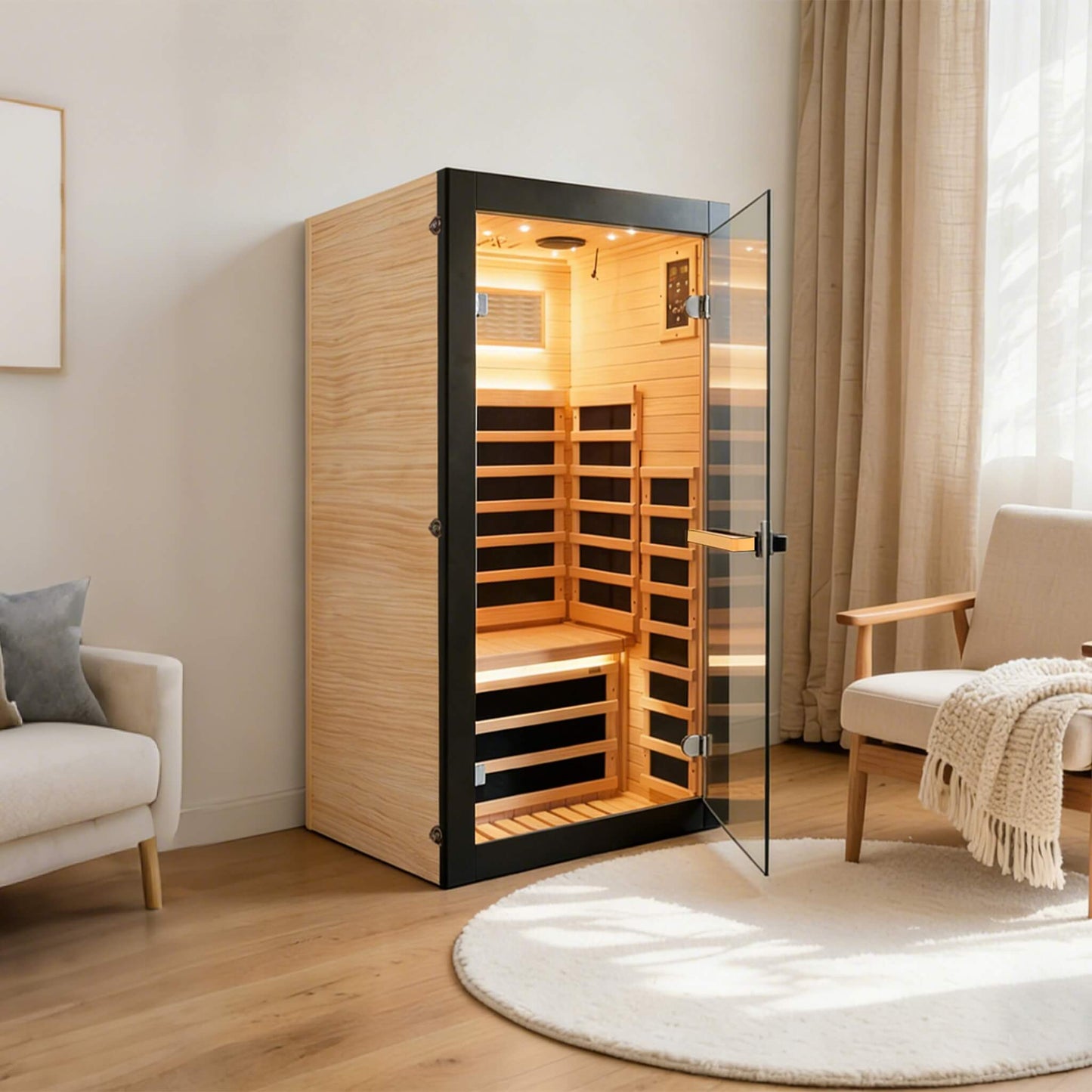 Thermora Solara Single-Person Chilean Pine Infrared Sauna Cabin (SAK57926)