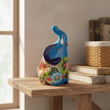 Medium Handmade Talavera Elephant Planter | Colorful Animal Art