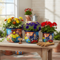 Set of 3 Talavera Flower Pots | Colorful Hand-Painted Mexican Planters