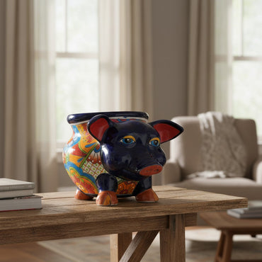 Talavera Pig Planter | Colorful Hand-Painted Mexican Animal Pot
