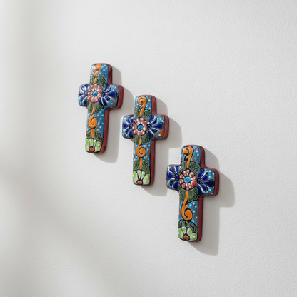 Set of 3 Talavera Crosses | Handmade Mexican Spiritual Art
