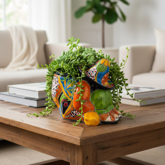 Colorful Talavera Panchito Planter | Mexican Sleeping Man Pottery