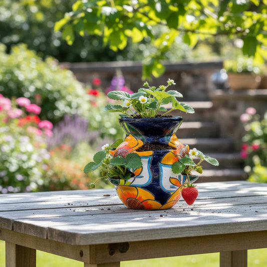 Talavera Strawberry Planter | Sunflower Lily Design