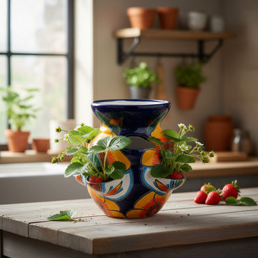 Talavera Strawberry Planter | Sunflower Lily Design
