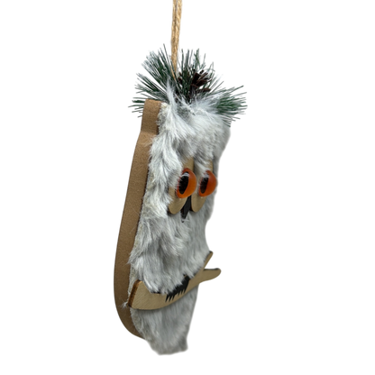 Grey Holiday Owl Ornament