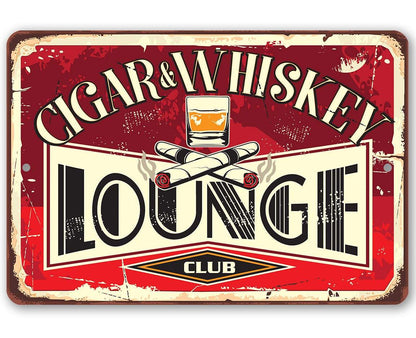 Cigar & Whiskey Lounge - Metal Sign