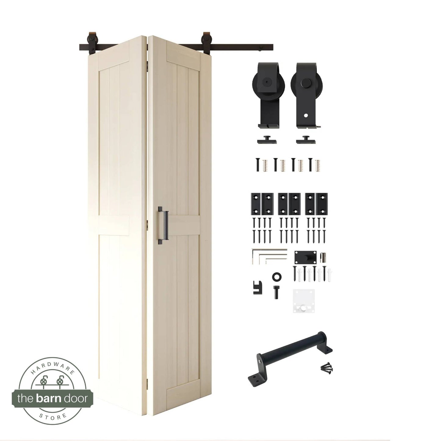 2-Door Bifold Barn Door Kit | Black Hardware