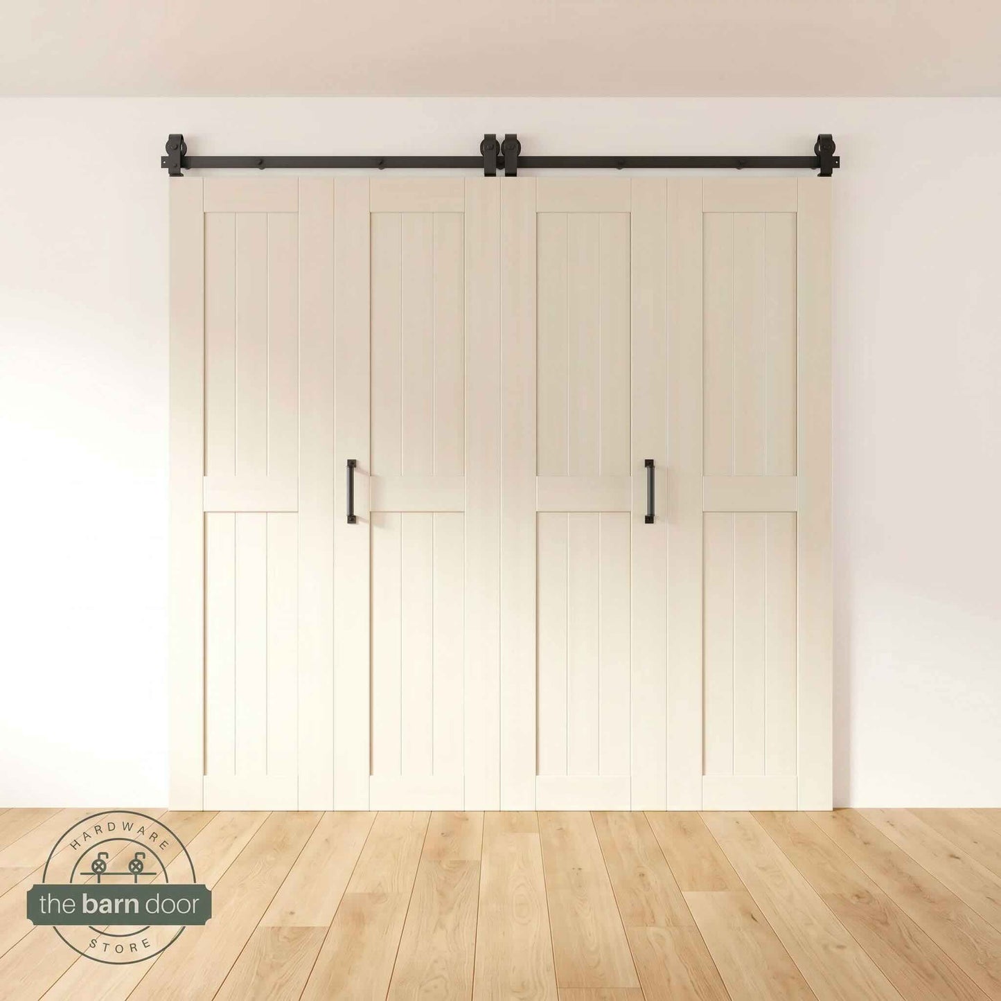 4-Door Bifold Barn Door Kit | Black Hardware