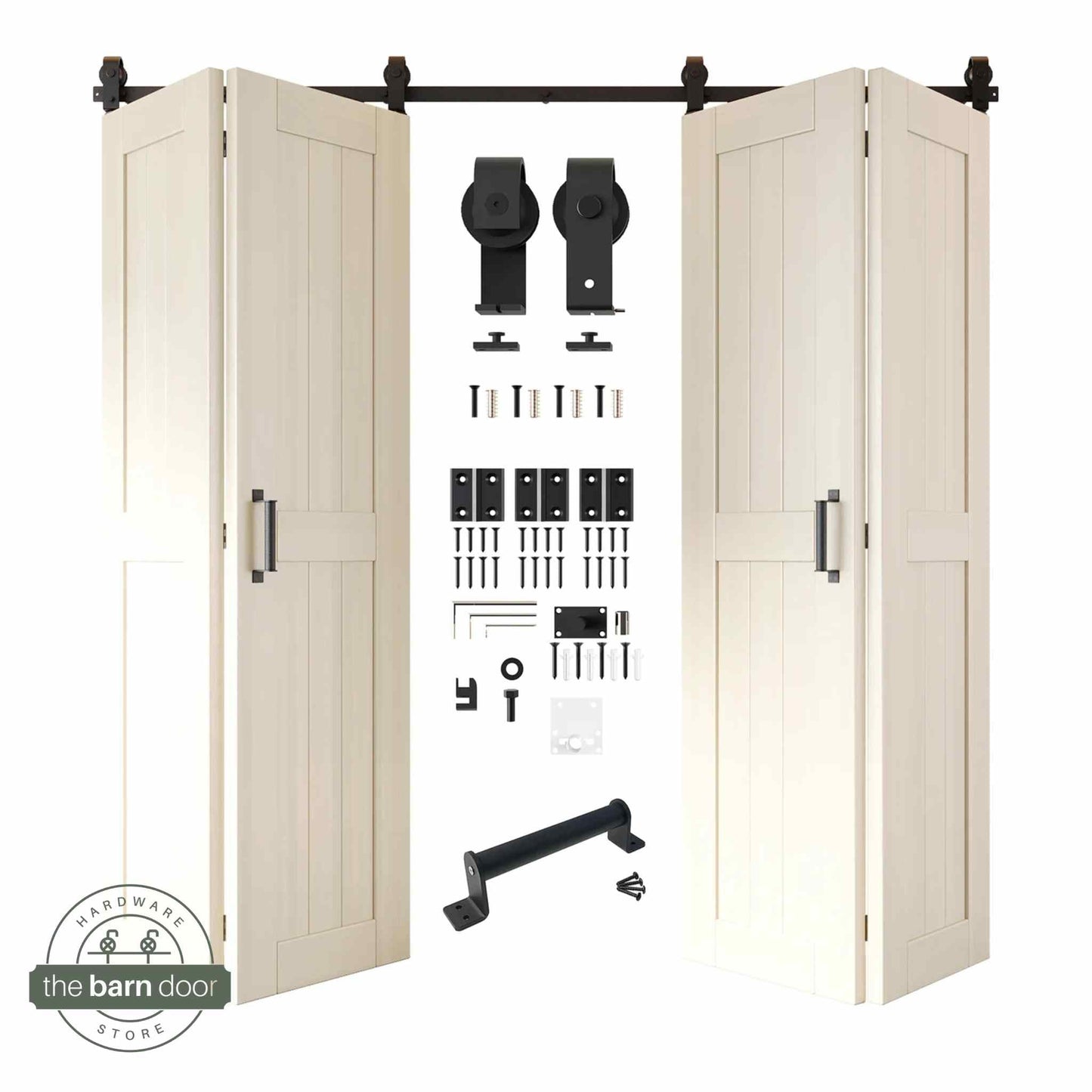 4-Door Bifold Barn Door Kit | Black Hardware
