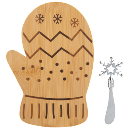 Cozy Mitten Holiday Serving Board with Spreader