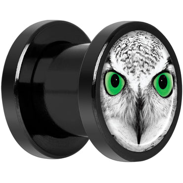 Black White Owl Black Anodized Screw Fit Plug Set 0G