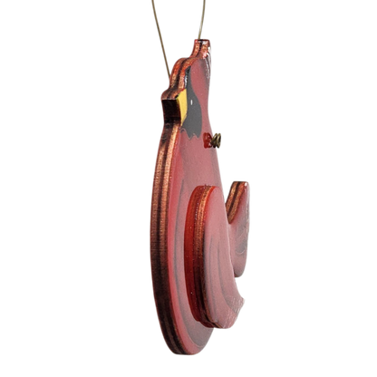 Wooden Cardinal Ornament - In flight facing Left