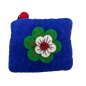 Felt Wool  Perwinkle Coin Purse with Flower Applique