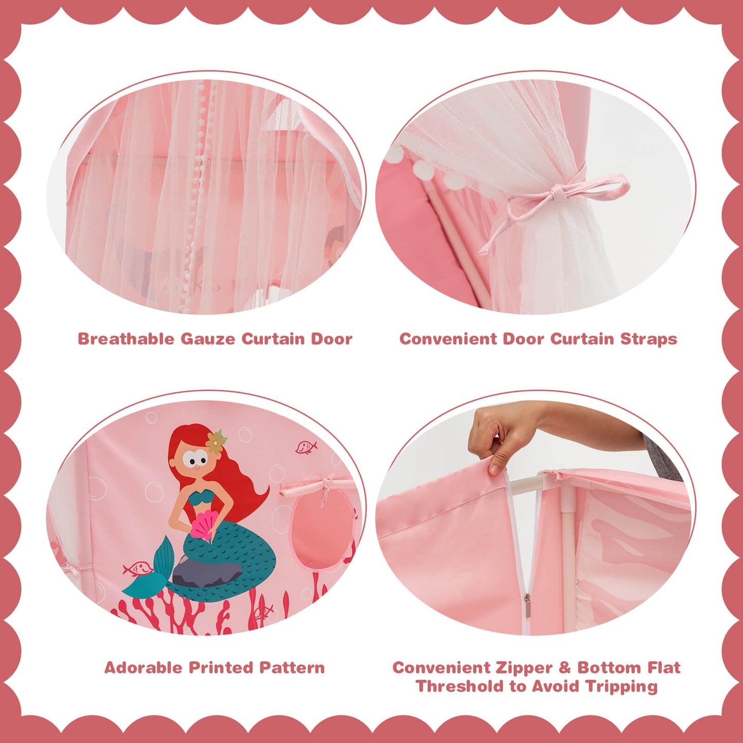 Large Kids Play Tent with Removable Cotton Mat