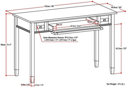 Transitional Solid Wood Writing Desk with Key Features