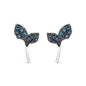 Treated Blue Diamond Leaf Motif Stud Earrings in Sterling Silver – 1/16 Cttw