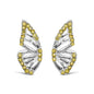 Treated Yellow Diamond Butterfly Stud Earrings in Sterling Silver – 1/6 Cttw