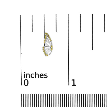 Treated Yellow Diamond Butterfly Stud Earrings in Sterling Silver – 1/6 Cttw