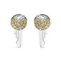 Treated Yellow Diamond Key Motif Charm Stud Earrings in Sterling Silver – 1/6 Cttw