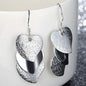 Triple Stacked Heart Earrings in White Gold