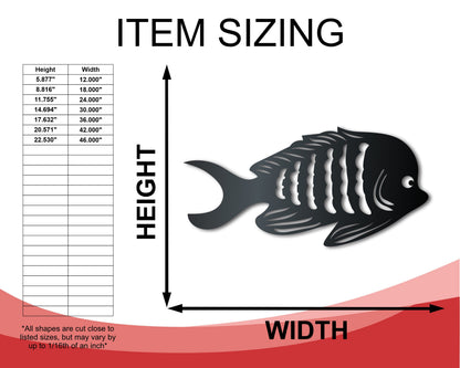 Metal Tropical Fish Sign | Indoor Outdoor | Up to 46" | Over 20 Color Options