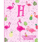 Composition Notebook H: Pink Flamingo Initial H Composition Wide Ruled Notebook - Paperback