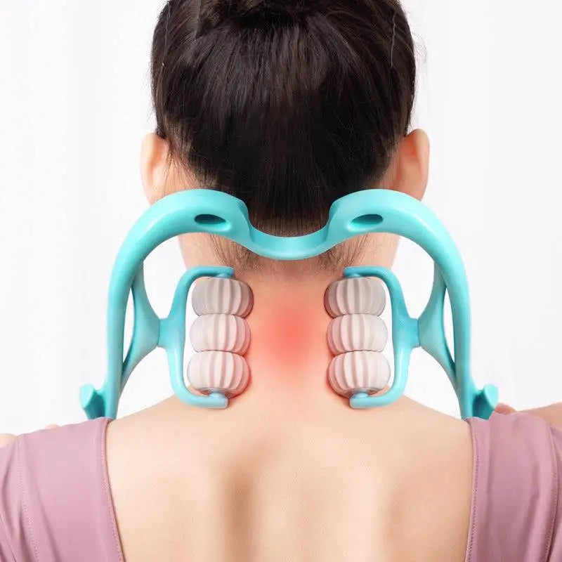 Turquoise Six Wheel Neck Massager Massage Relieve Tool