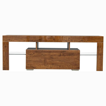 TV Stand with LED Lights Open Shelf Console Storage Table