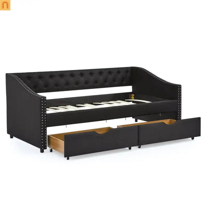 Twin Platform Bed Solid Pine White 2 Storage Drawers Guardrails