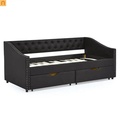 Twin Platform Bed Solid Pine White 2 Storage Drawers Guardrails