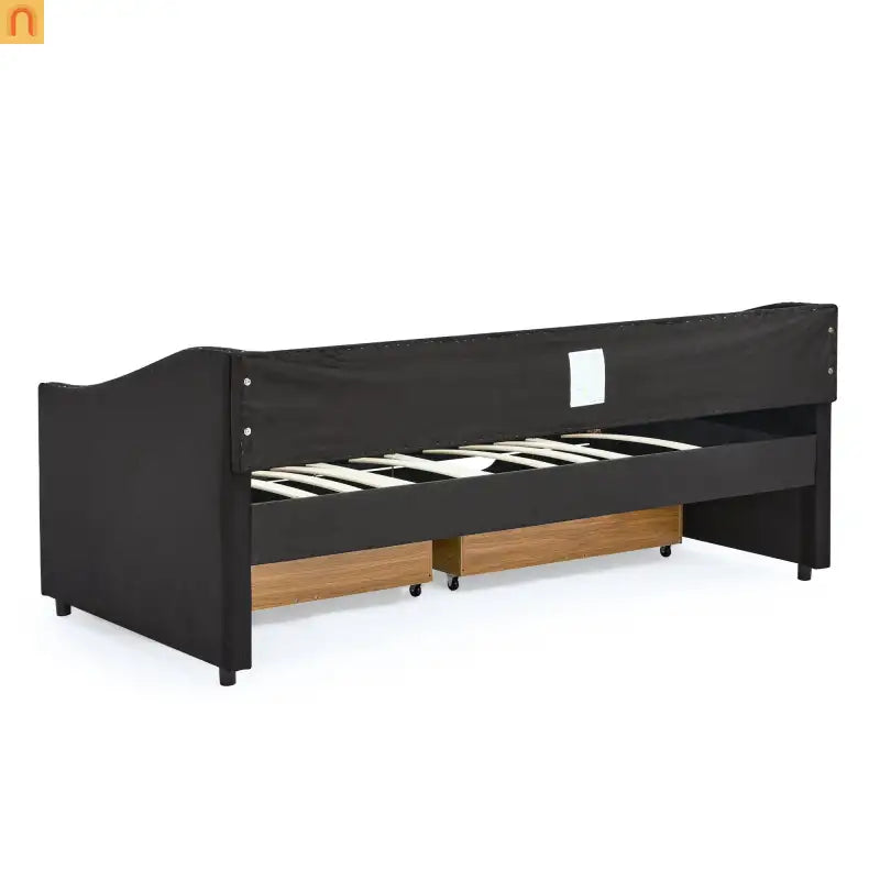 Twin Platform Bed Solid Pine White 2 Storage Drawers Guardrails