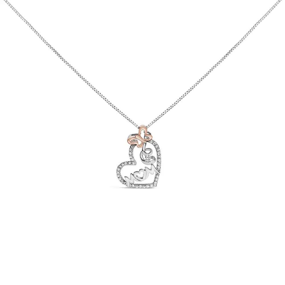 1/5 Cttw Diamond Mom Heart Pendant in Two-Tone .925 Sterling Silver