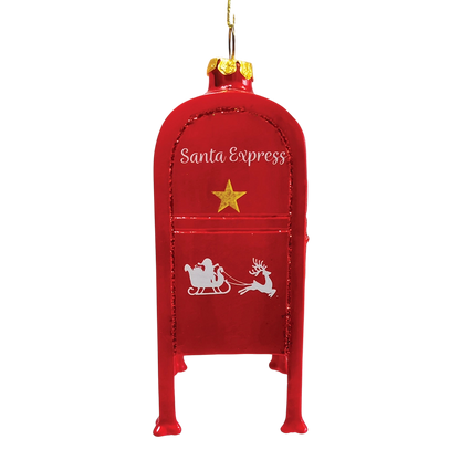 Letters For Santa Mailbox Glass Christmas Ornament
