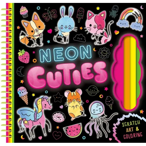 Neon Cuties: Scratch Art & Coloring - Board Book