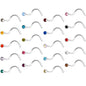 20G 5/16 Multi Color Gem Steel Nose Screw 20 Pack Set