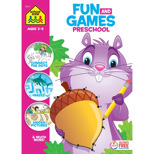 School Zone Fun and Games Preschool Activity Workbook - Paperback