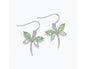 Fanciful Crystal Dragonfly Earrings – Spring Green & Clear